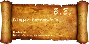 Blayer Barnabás névjegykártya